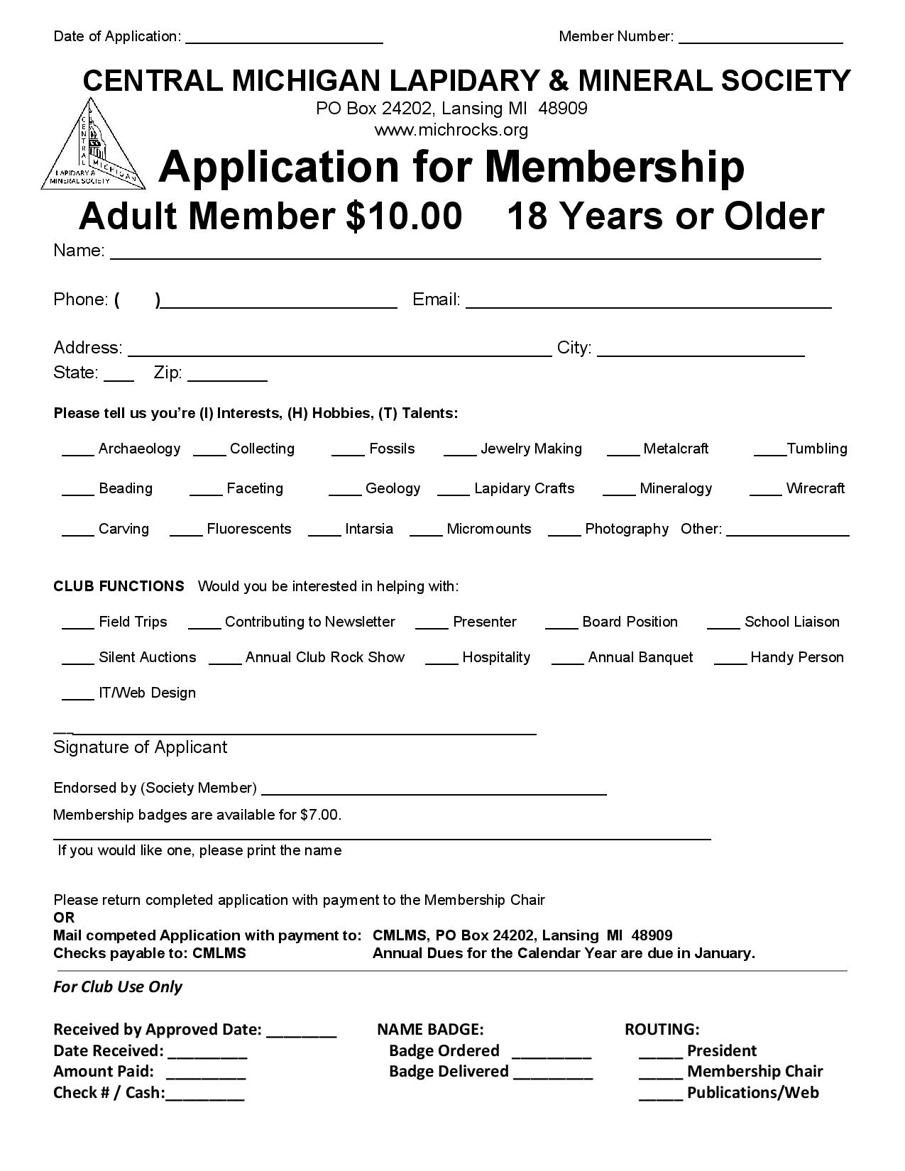 Membership Application - Adult
